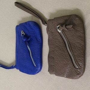 - 2 Small Wristlets Pebbled Tan and Blue